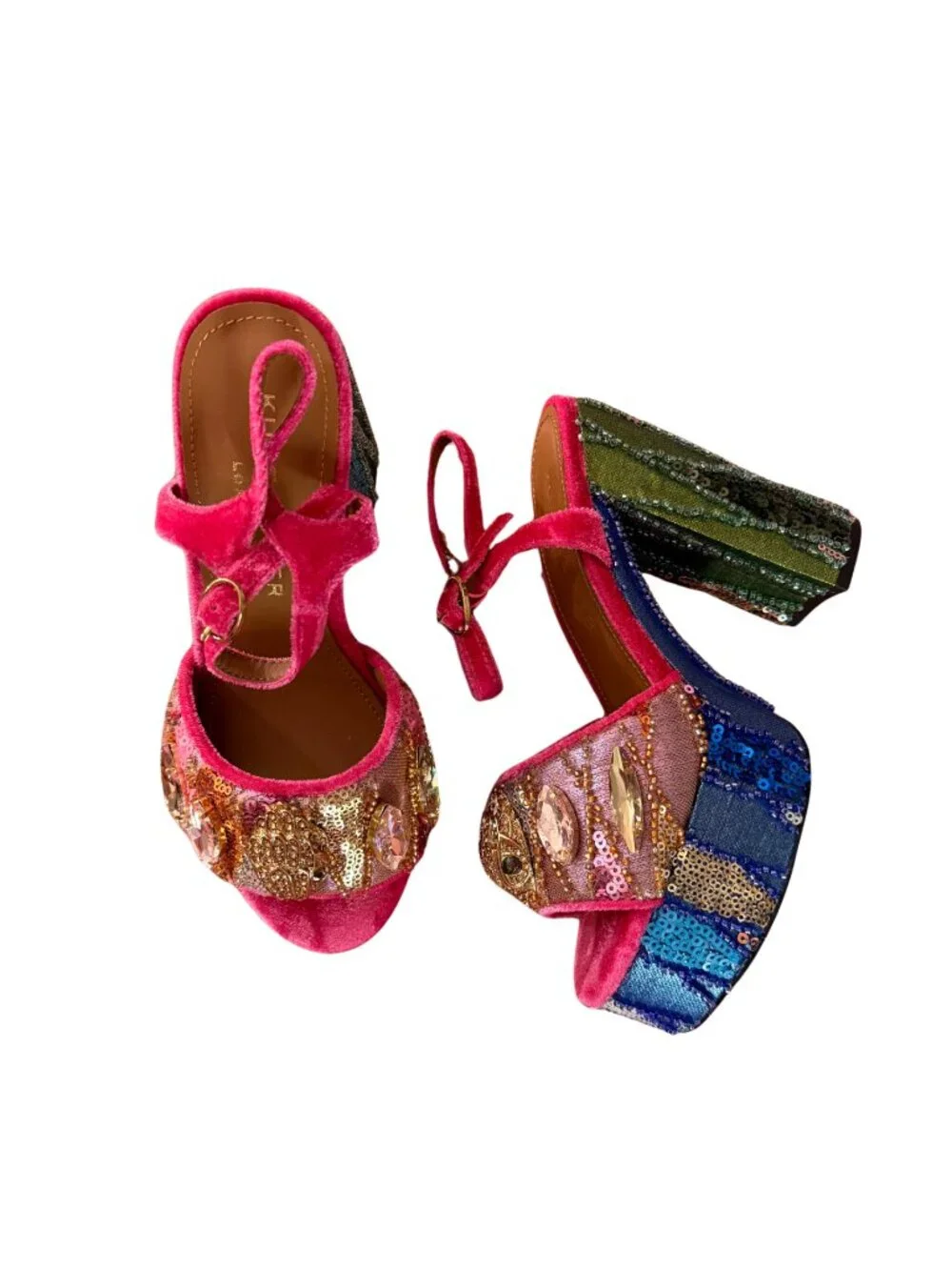 KURT GEIGER kensington platform heel Embellished Velvet EUC $245 Sz 36